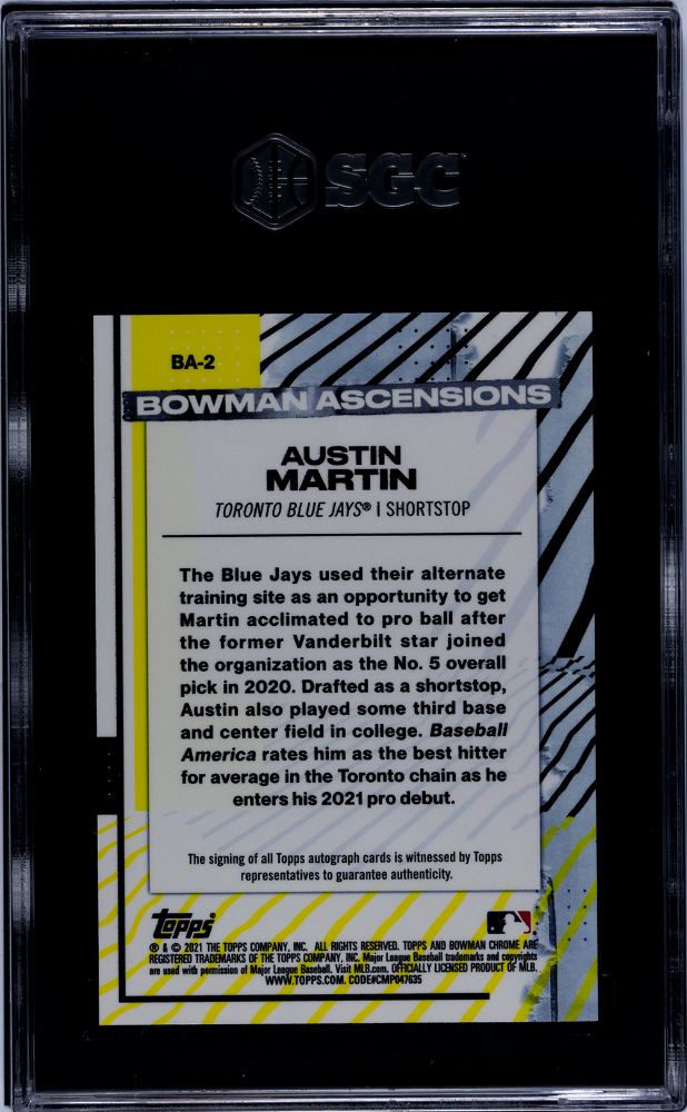 2021 Bowman Chrome Austin Martin #BA-2 Ascensions AUTO #100/100 SGC 9 LOW POP