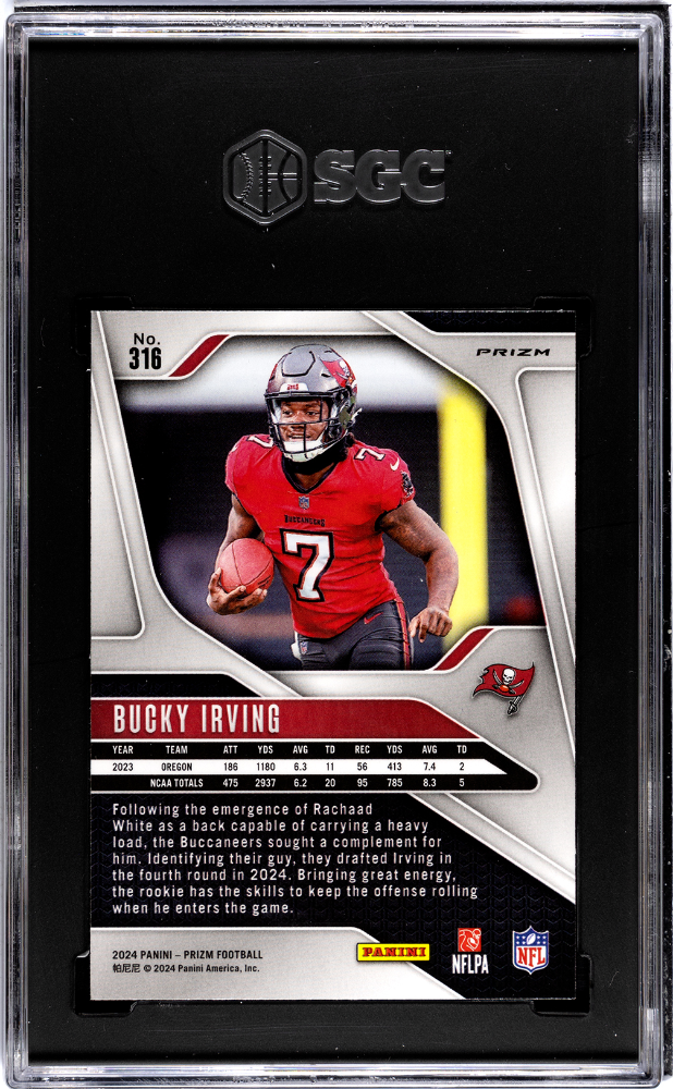 2024 Panini Prizm Bucky Irving #316 Neon Green Pulsar SGC 9.5