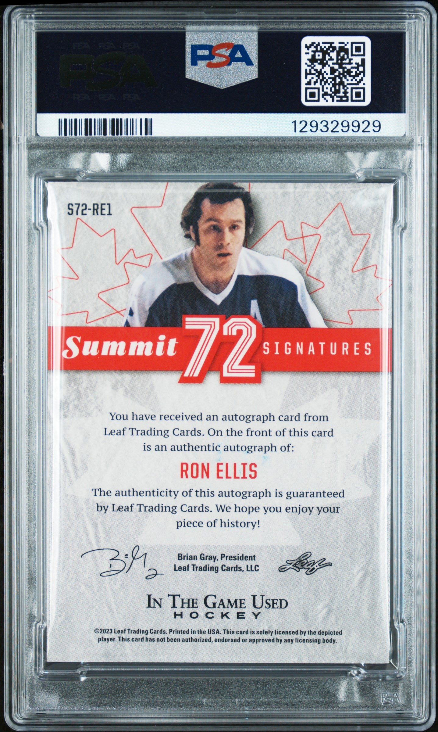2022 In The Game Used Summit '72 Signatures Ron Ellis Purple Foil 34/35 PSA 10