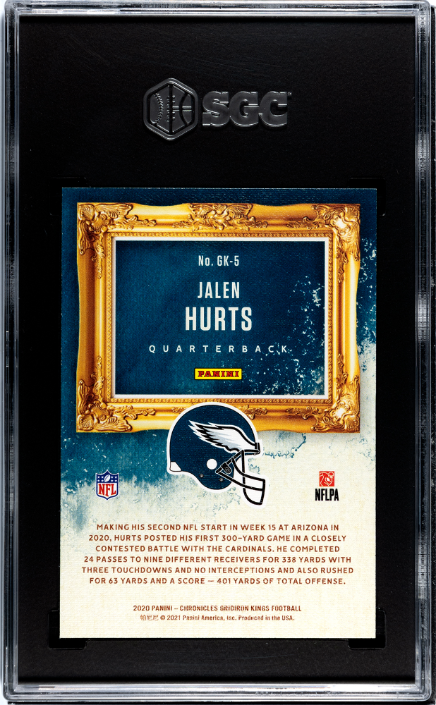 2020 Panini Chronicles Jalen Hurts #GK-5 Gridiron Kings Teal SGC 10