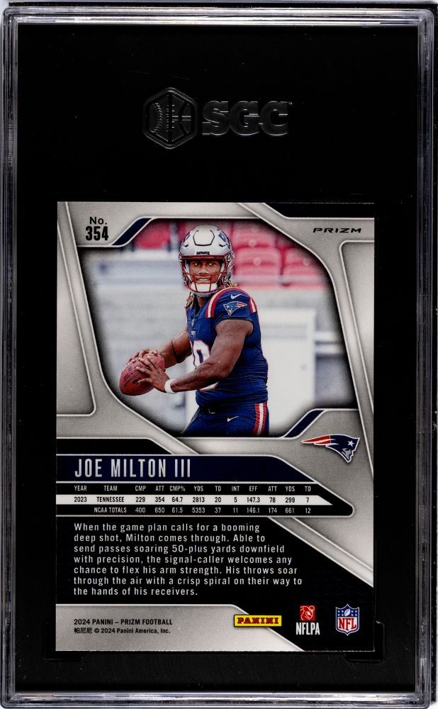 2024 Panini Prizm Joe Milton III #354 Disco SGC 9.5