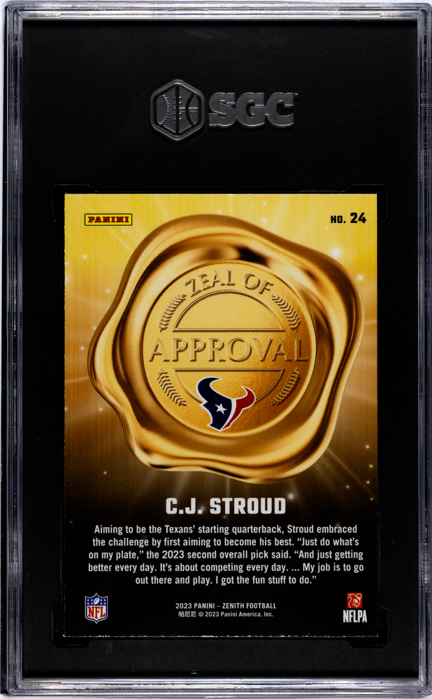 2023 Panini Zenith CJ Stroud #24 Zeal Of Approval SGC 10