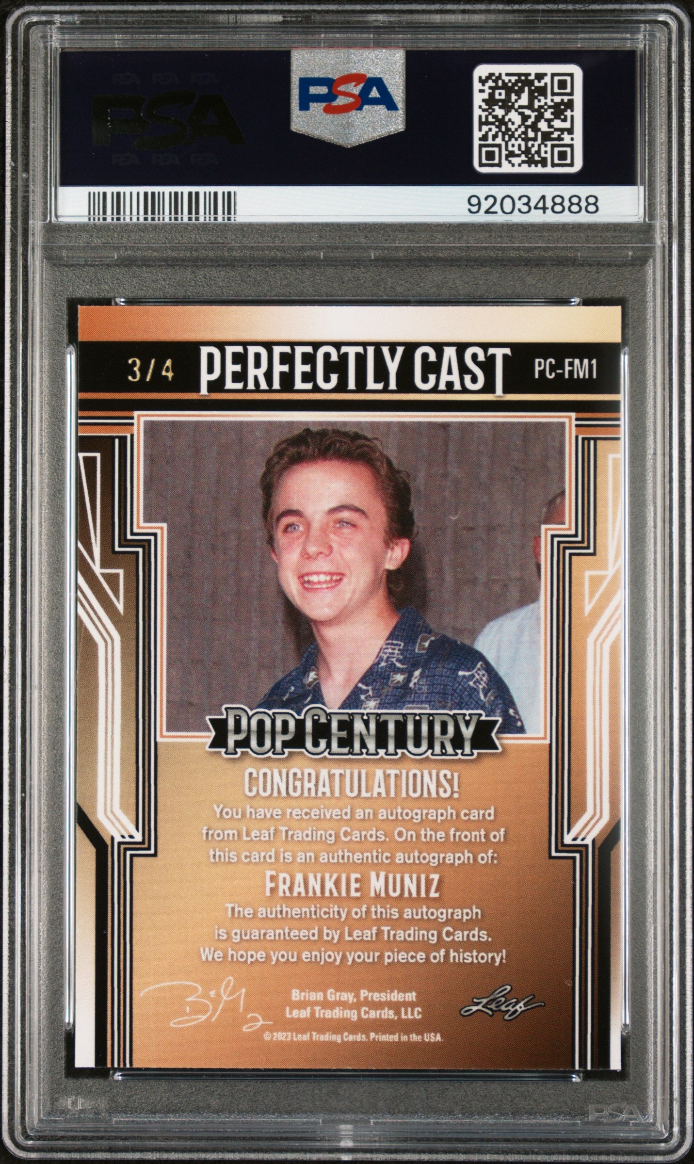 Frankie Muniz 2023 Leaf Metal Pop Century Perfectly Cast AUTO #3/4 Pink PSA 9