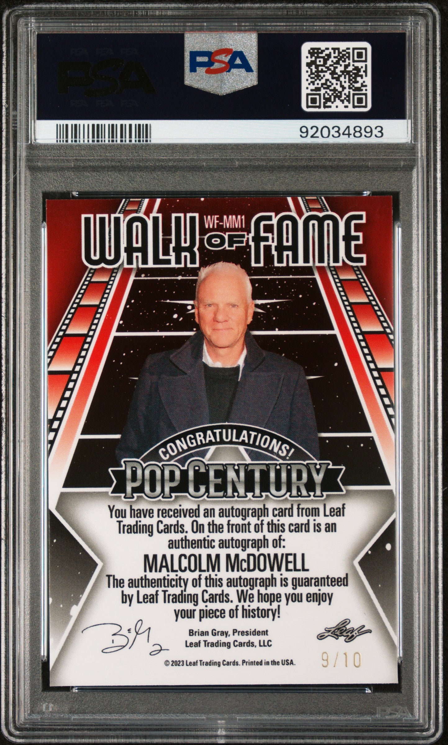 Malcolm Mcdowell 2023 Leaf Metal Pop Century Walk Of Fame AUTO Silver /10 PSA 10