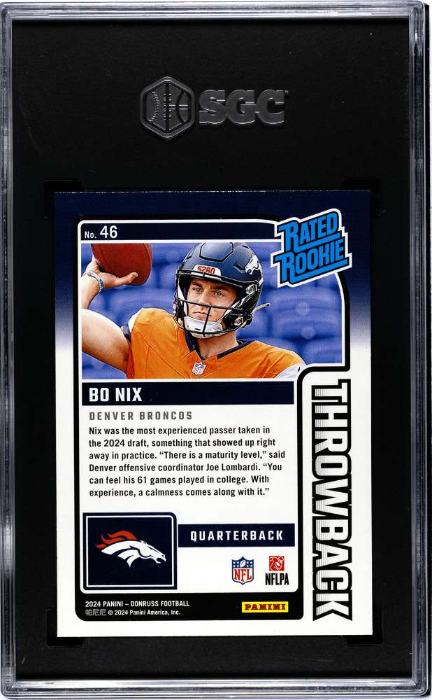 2024 Donruss Bo Nix #46 Throwback SGC 9.5