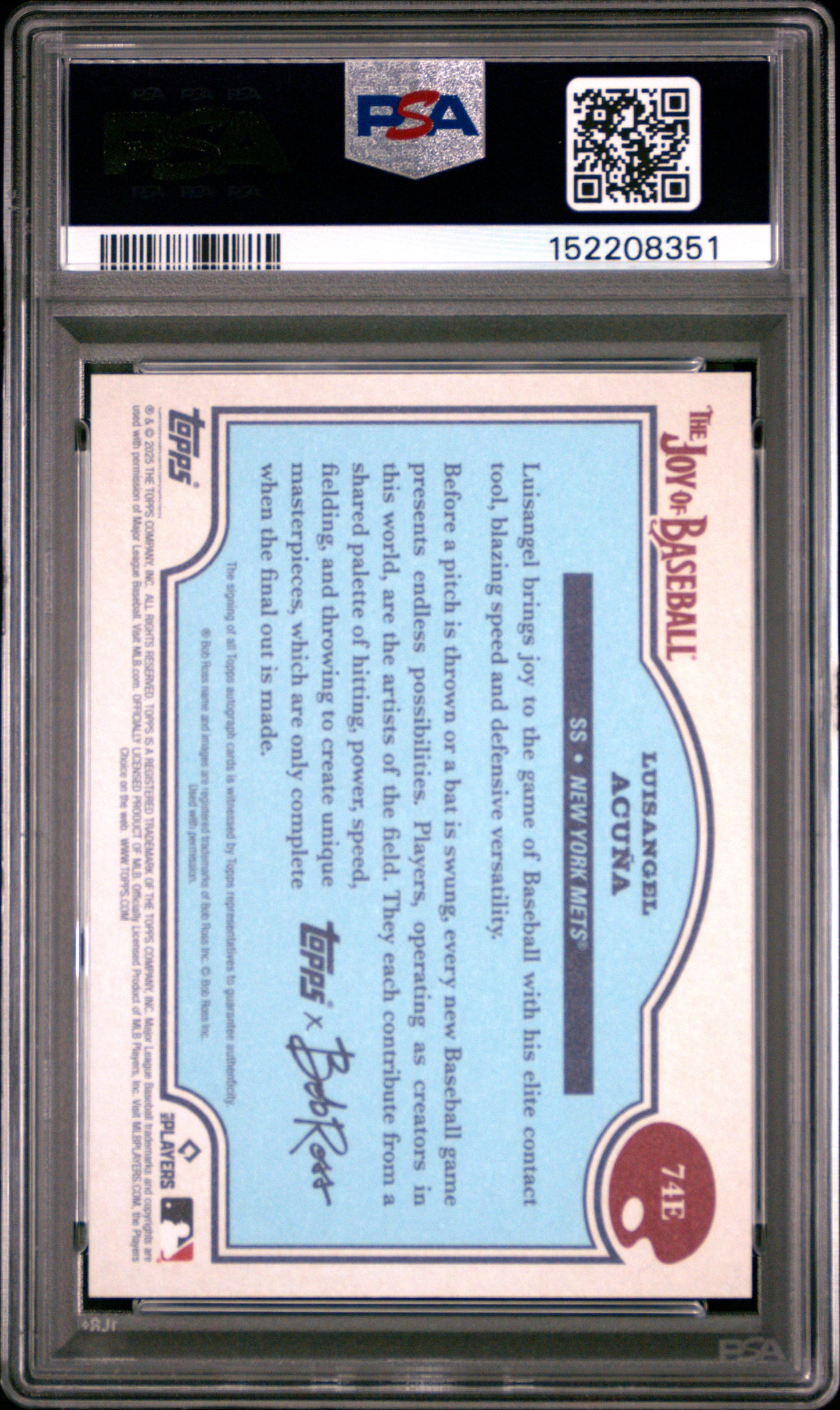 2025 Topps X Bob Ross Joy Of Baseball Luisangel Acuna AUTO White #7/35 PSA 9