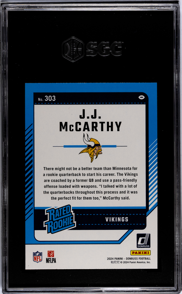2024 Donruss JJ Mccarthy #303 SGC 10