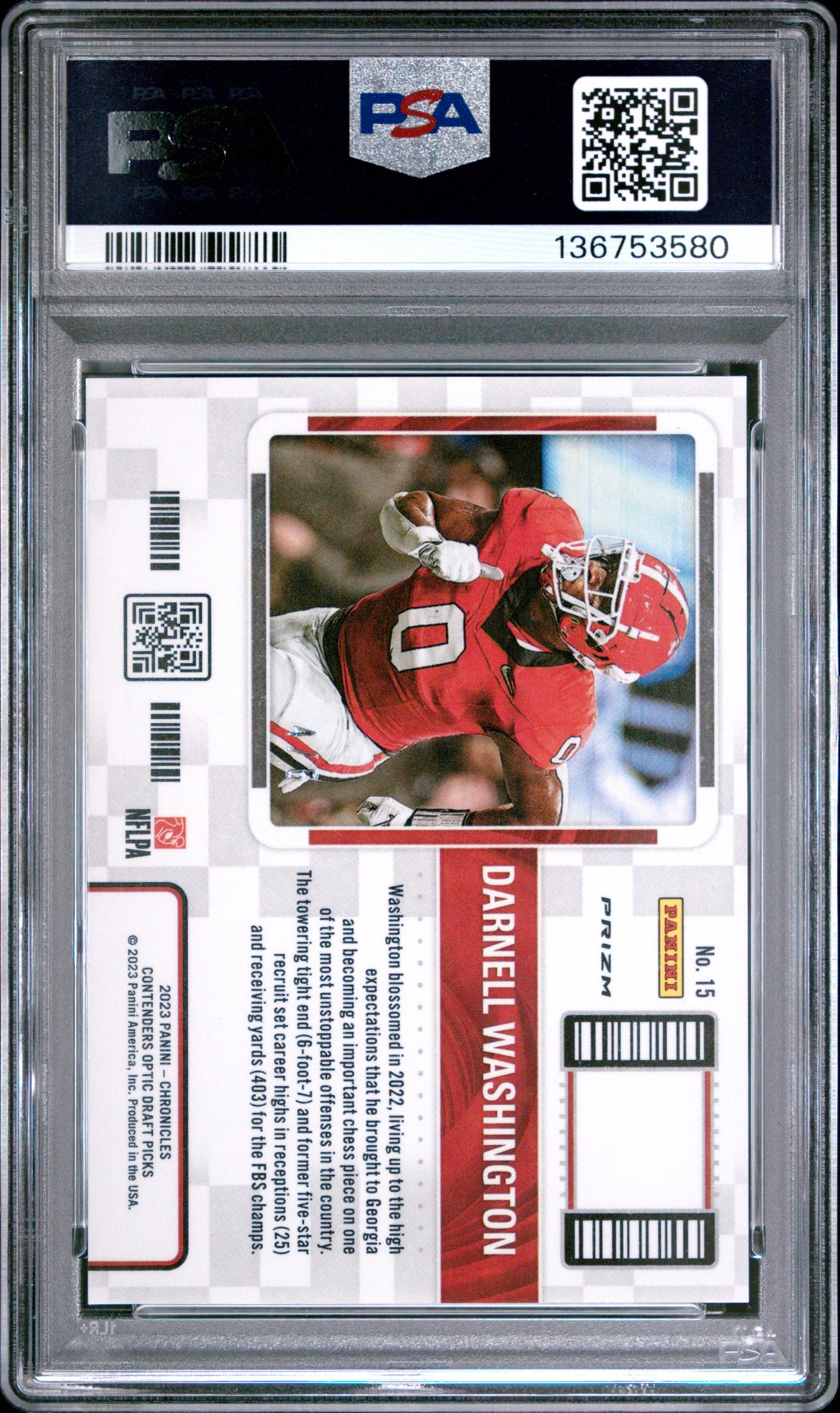 2023 Contenders Optic Darnell Washington Green Cracked Ice PSA 9 /6 pop 1