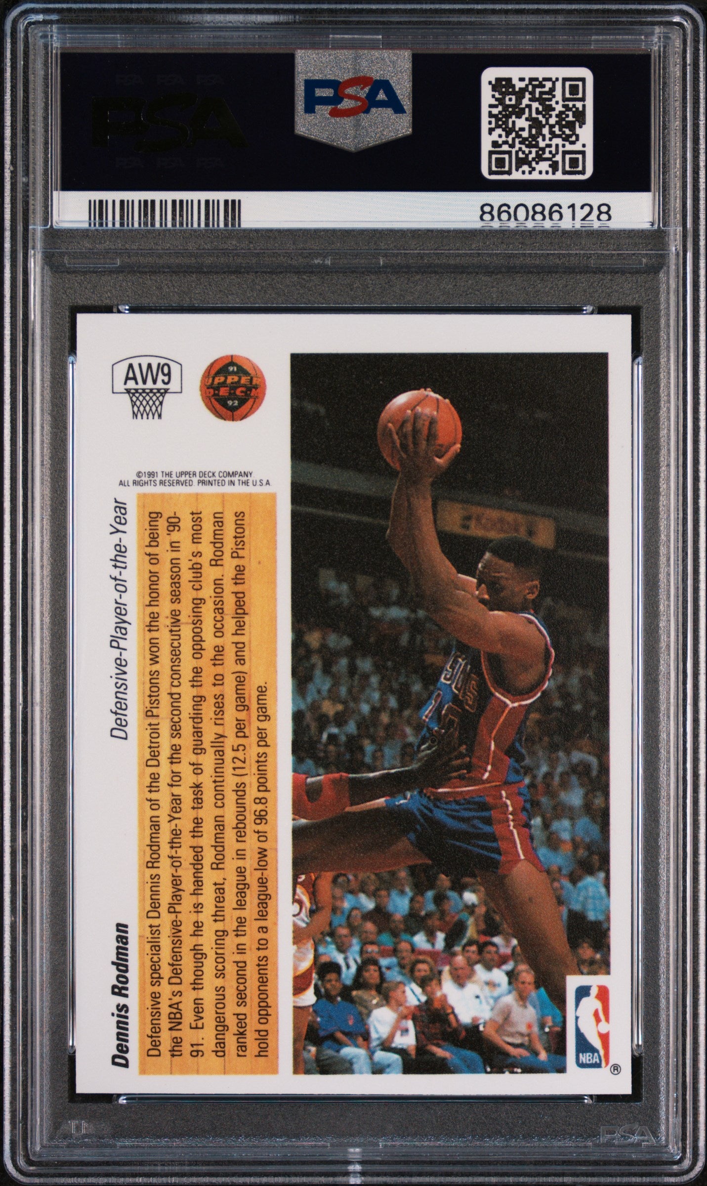 1991 Upper Deck Award Winner Hologram Dennis Rodman #AW9 Hologram PSA 9