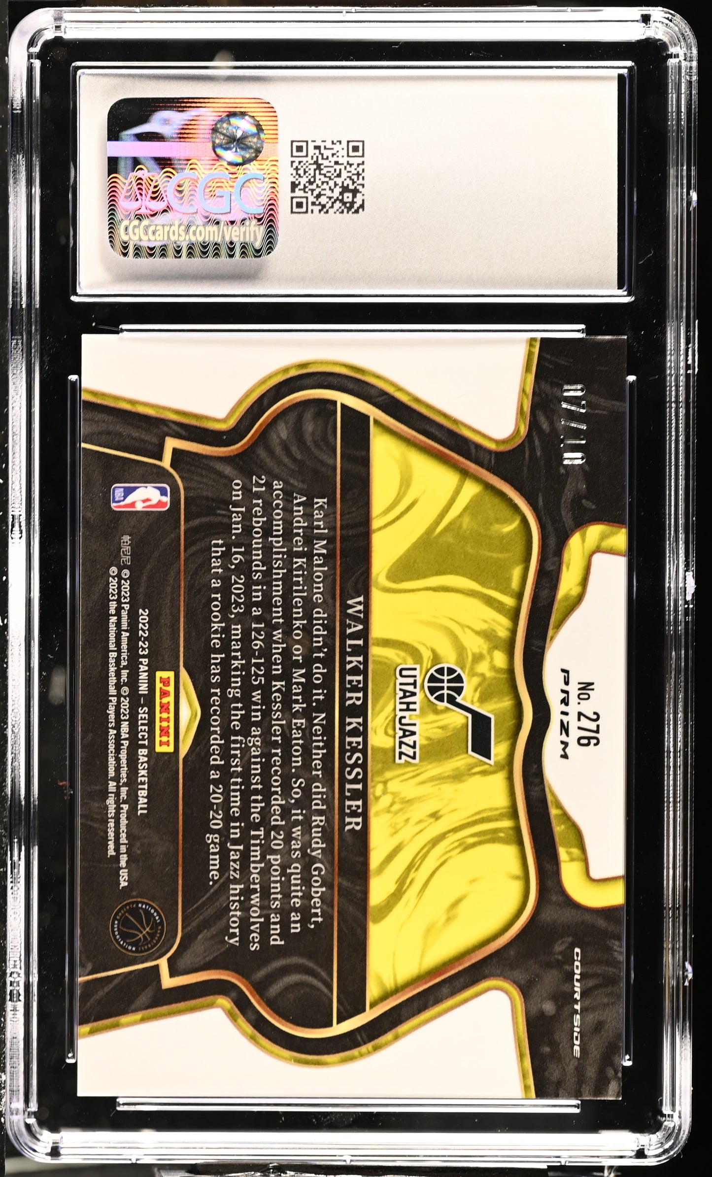 2022-23 Panini Select Walker Kessler #276 Gold Disco CGC 10 POP 1