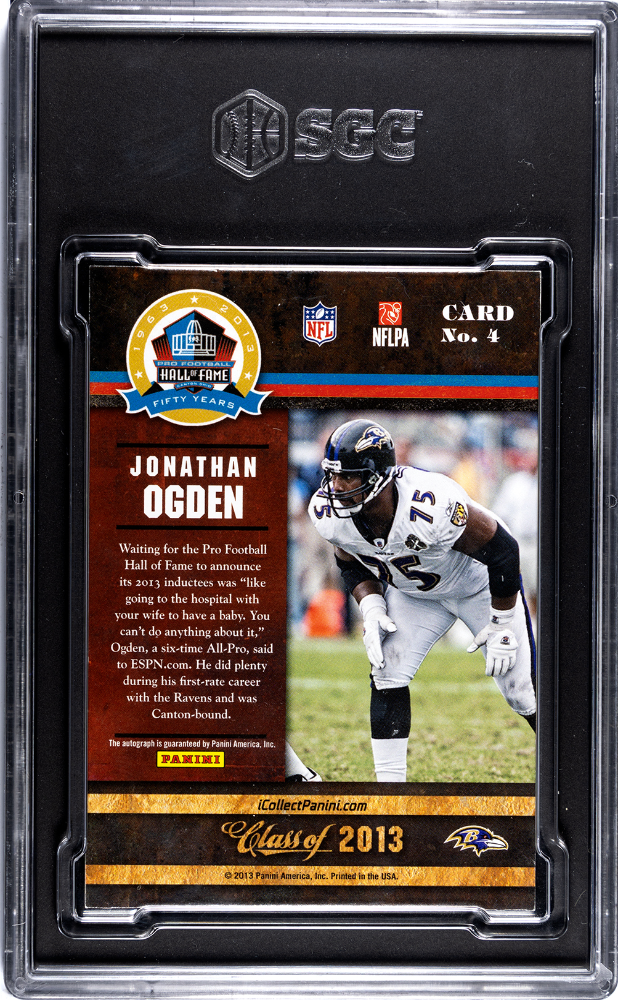 2013 Panini Black Friday Jonathan Ogden #4 Hall of Fame Class Auto SGC 7 POP 1