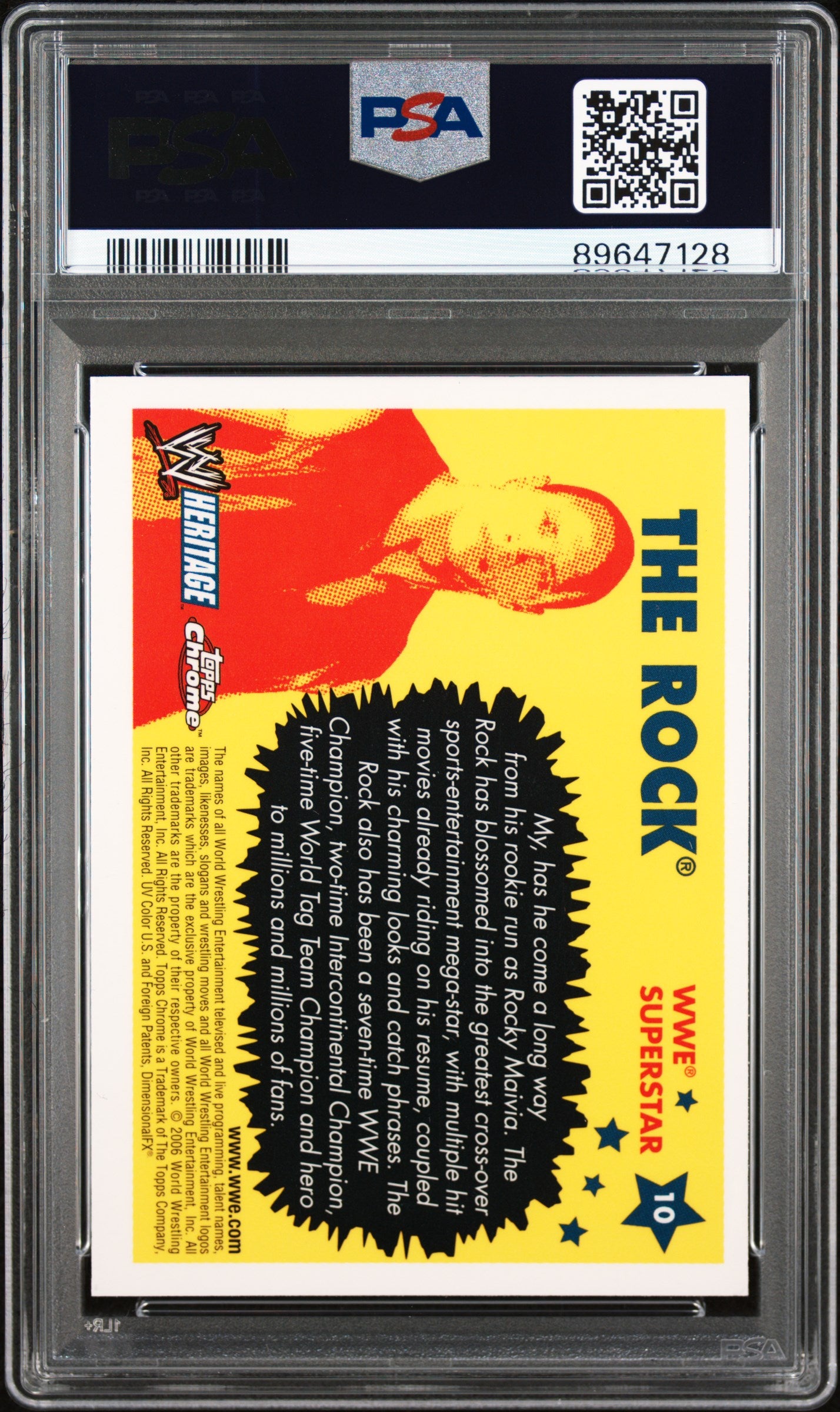 2006 Topps Chrome Heritage WWE The Rock #10 Heritage PSA 9