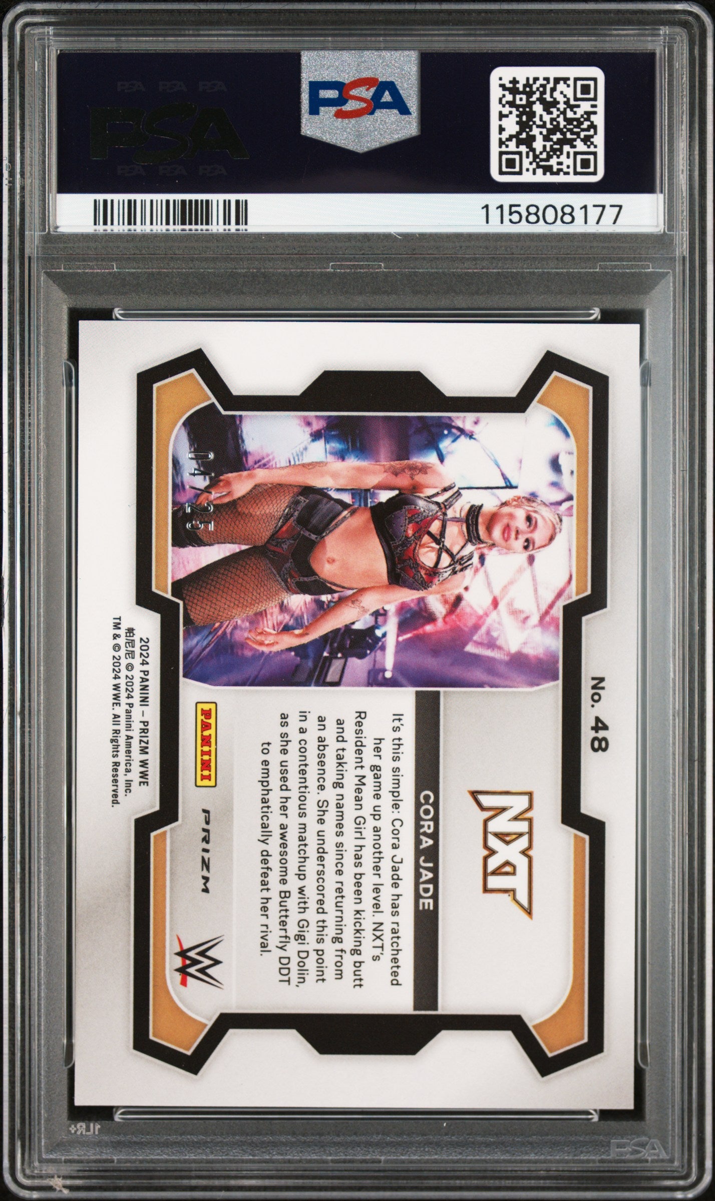 2024 Panini Prizm WWE Cora Jade #48 Mojo #4/25 PSA 9 POP 1