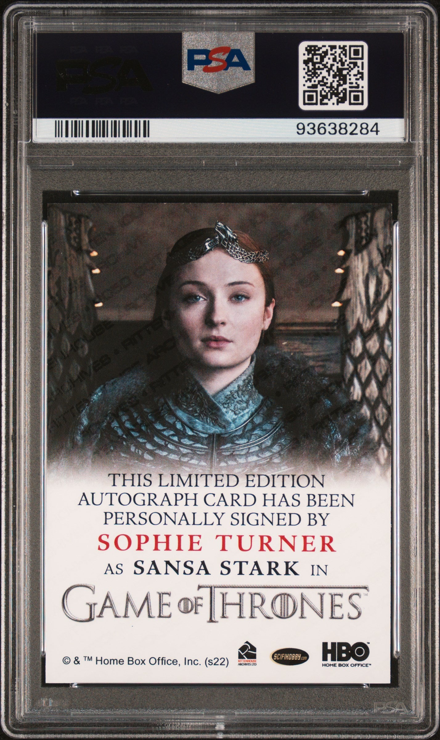 Sophie Turner SASNA STARK 2022 Game Of Thrones Full Bleed AUTO PSA 10