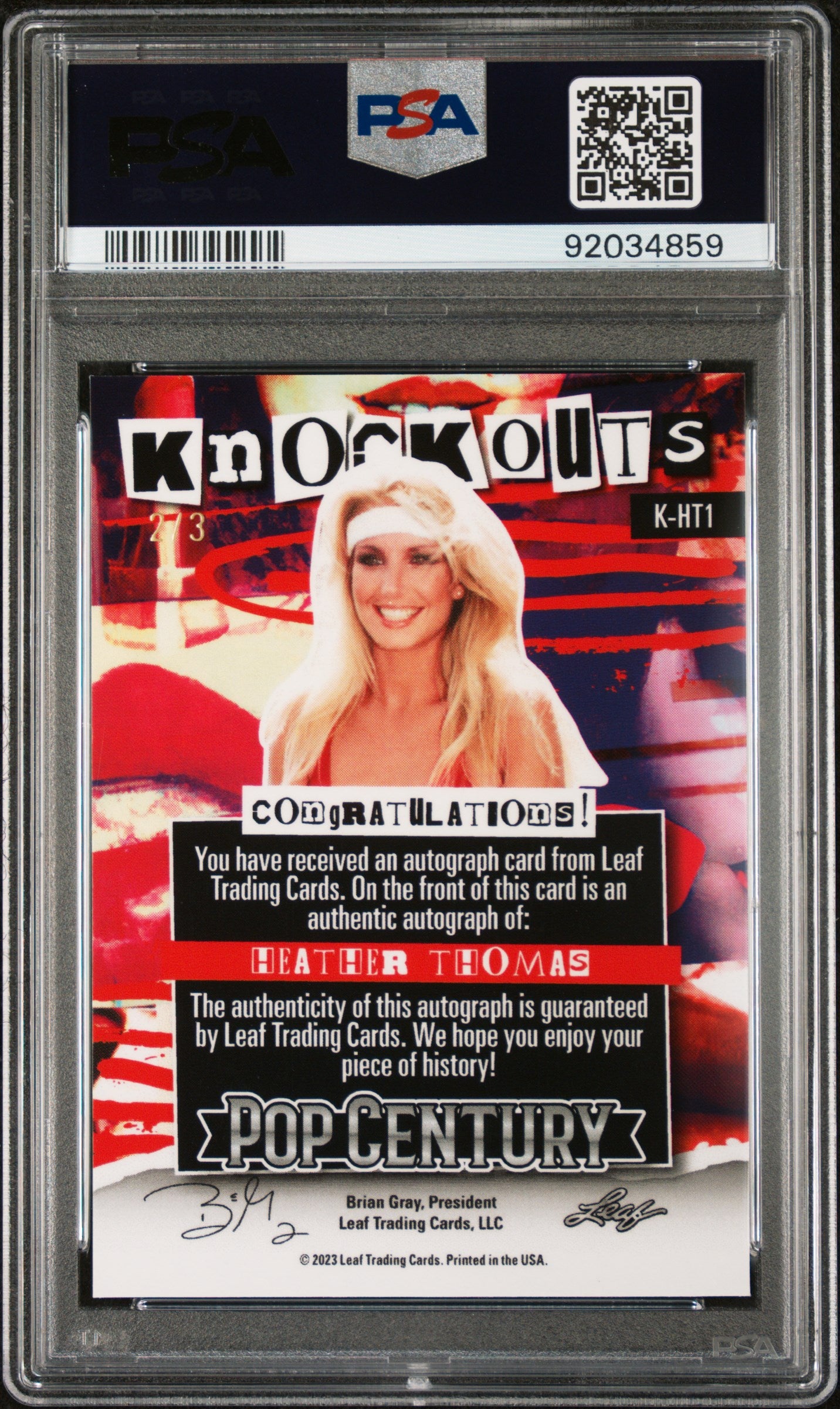 Heather Thomas 2023 Leaf Metal Pop Century Knockouts AUTO Green #2/3 PSA 10