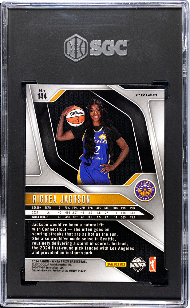 2024 Panini Prizm Wnba Rickea Jackson #144 Silver SGC 9 pop 1 higher