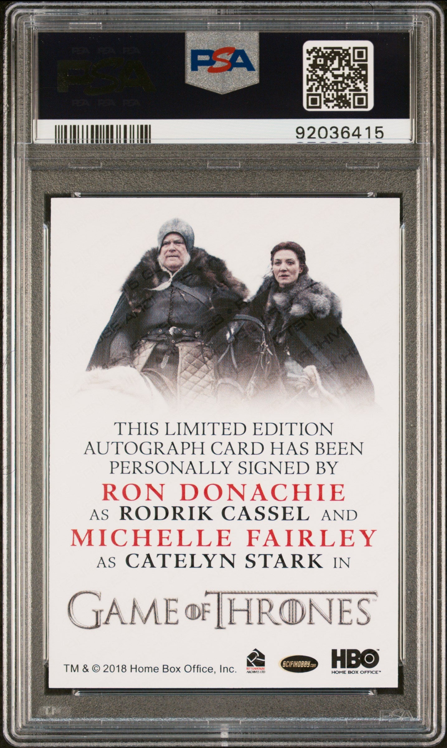 Michelle Fairley Ron Donachie CATELYN STARK 2020 Game Of Thrones AUTO PSA 10