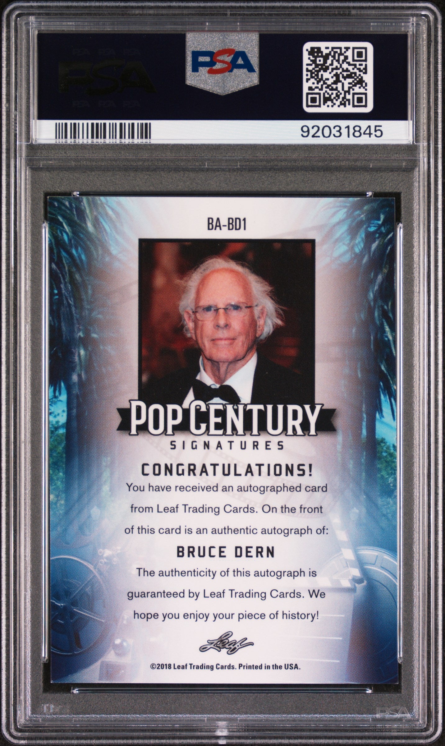 Bruce Dern 2018 Leaf Pop Century Metal Signatures AUTO PSA 9