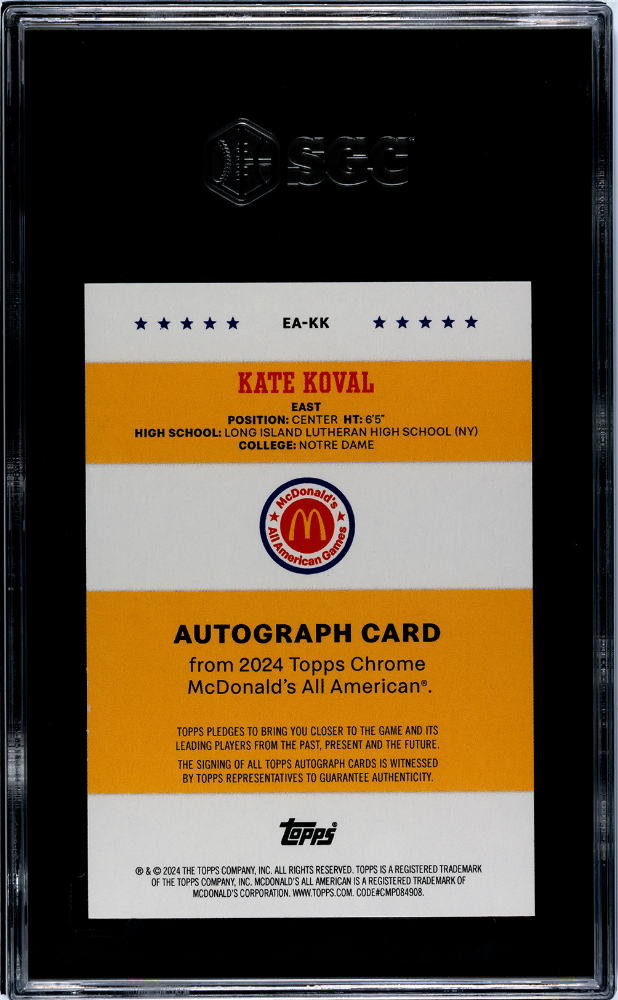 2024 Topps Chrome Mcdonald's All-American Kate Koval Event Auto SGC 9.5 POP 1