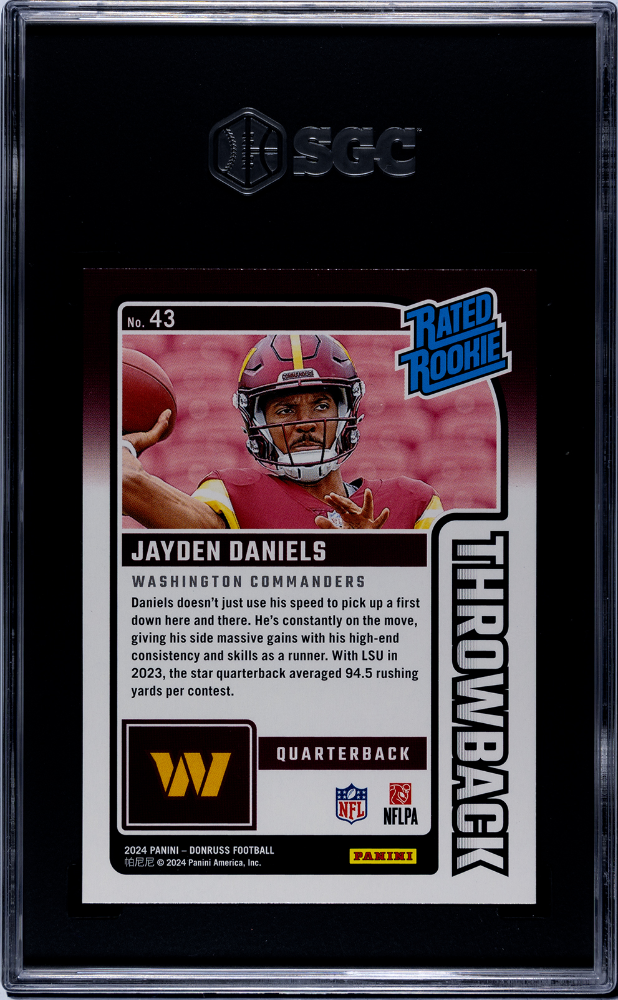2024 Donruss Jayden Daniels #43 Throwback SGC 9.5