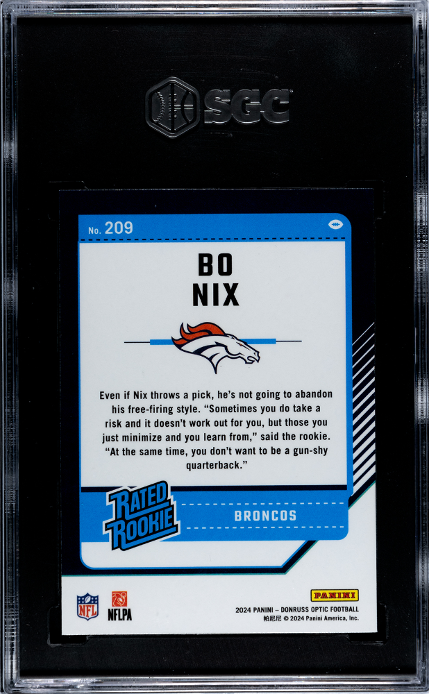 2024 Donruss Optic Bo Nix #209 SGC 8.5