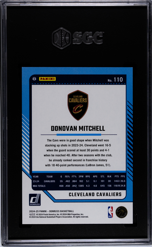 2024-25 Donruss Donovan Mitchell #110 Gold Winter SGC 9.5 POP 1