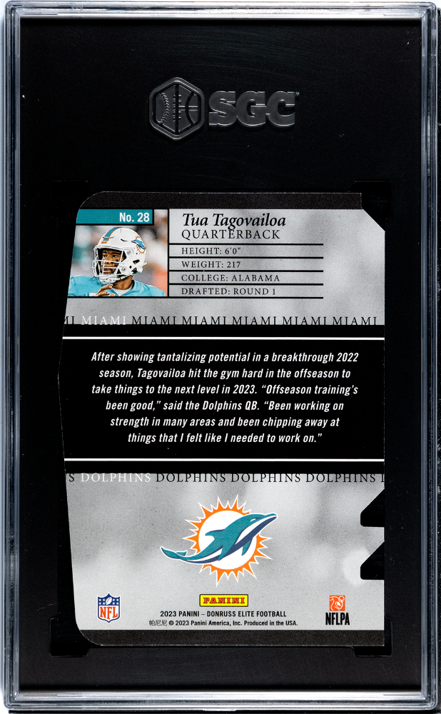 2023 Panini Elite Tua Tagovailoa #28 '03 Aspirations Die Cut SGC 9 /99 POP 2