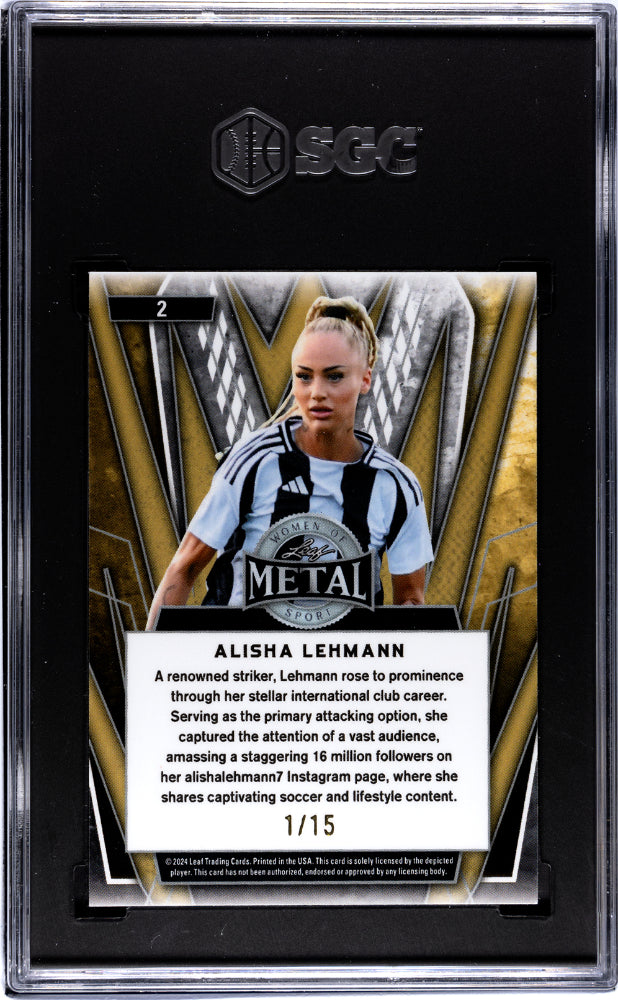 2024 Leaf Metal Women Of Sport Alisha Lehmann #2 Silver Pulsar SGC 9.5 pop 1