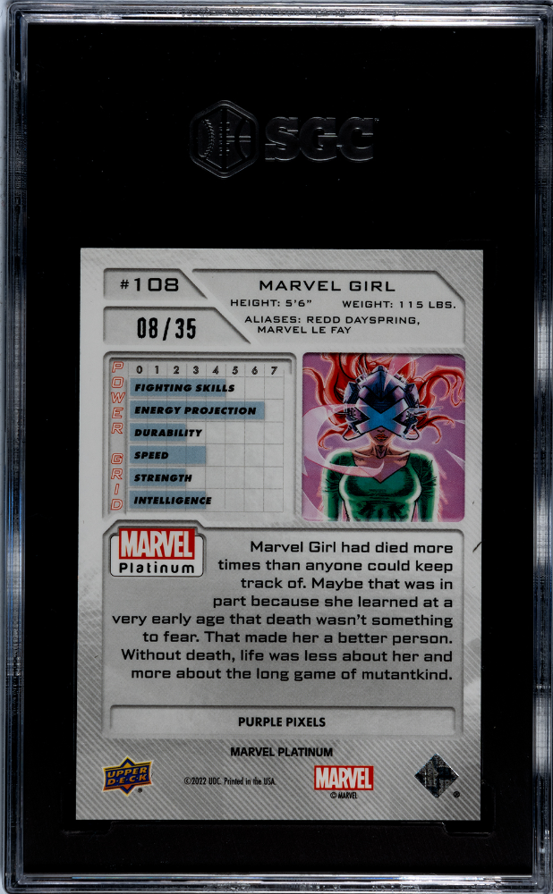 Marvel Girl 2023 Upper Deck Marvel Platinum Purple Pixels #8/35 SGC 9.5 POP 1