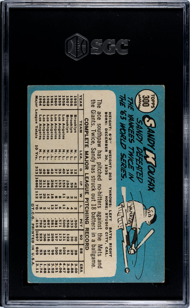 1965 Topps Sandy Koufax #300 SGC 5