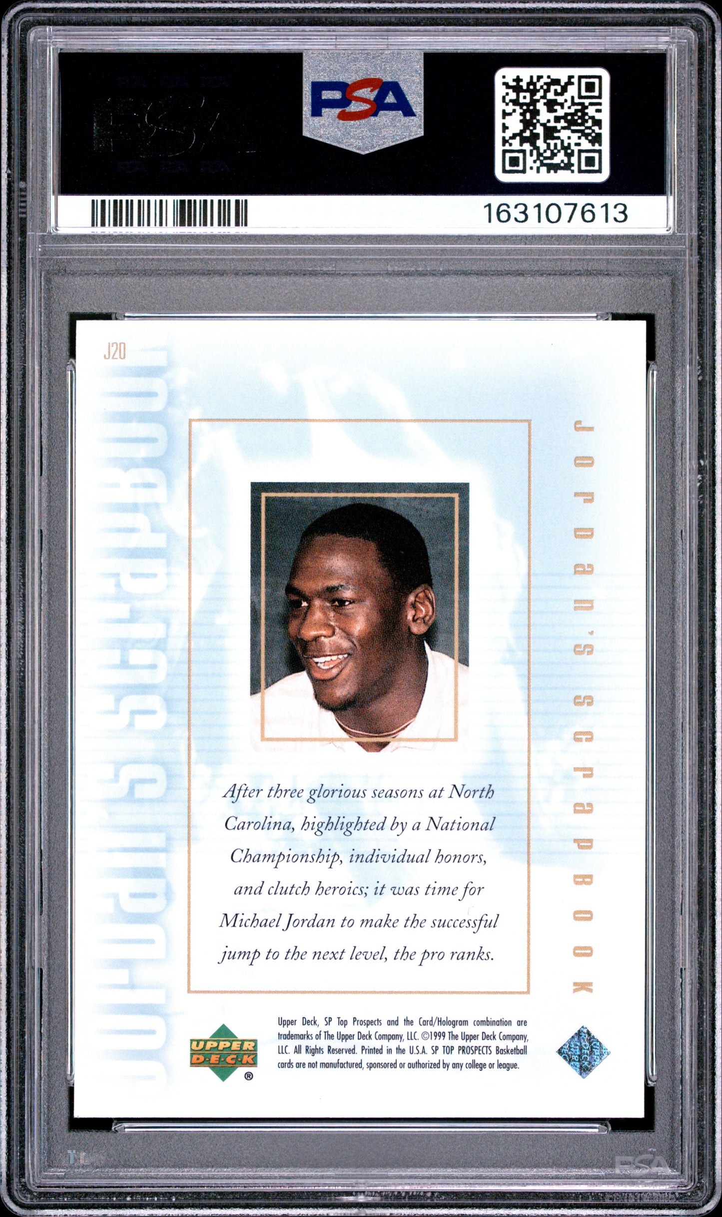 1999 SP Top Prospects Jordan's Scrapbook Michael Jordan #J20 PSA 10