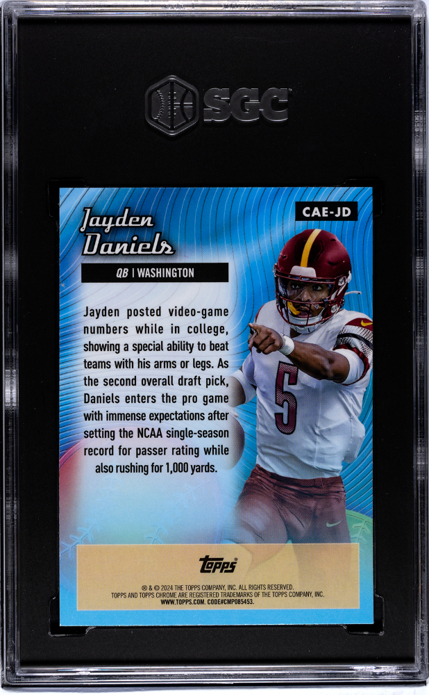 2024 Topps Chrome Jayden Daniels #CAE-JD All Etch Pink Refractor SGC 10