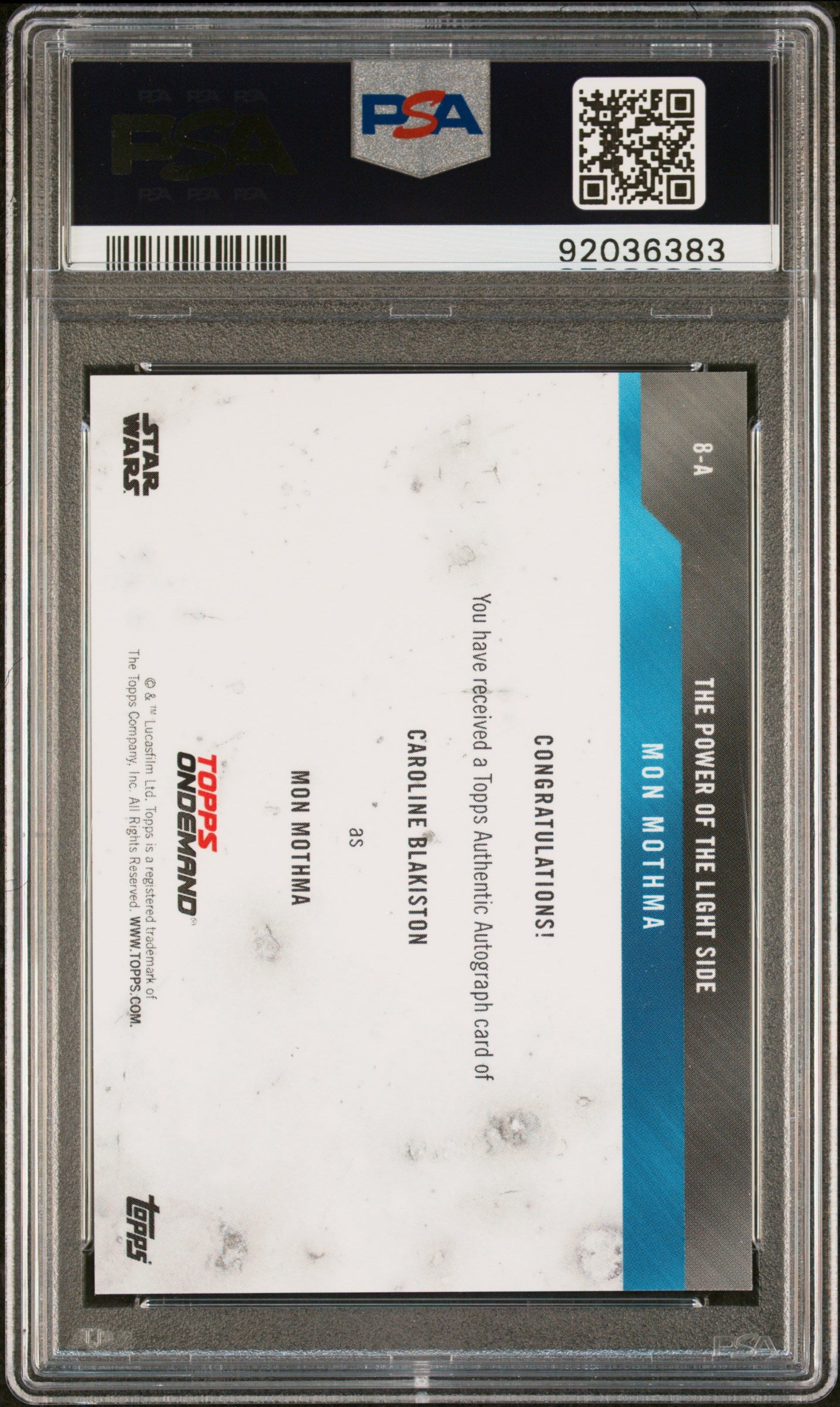 Caroline Blakiston 2019 Topps Star Wars Light Side Auto Mon Mothma PSA 9