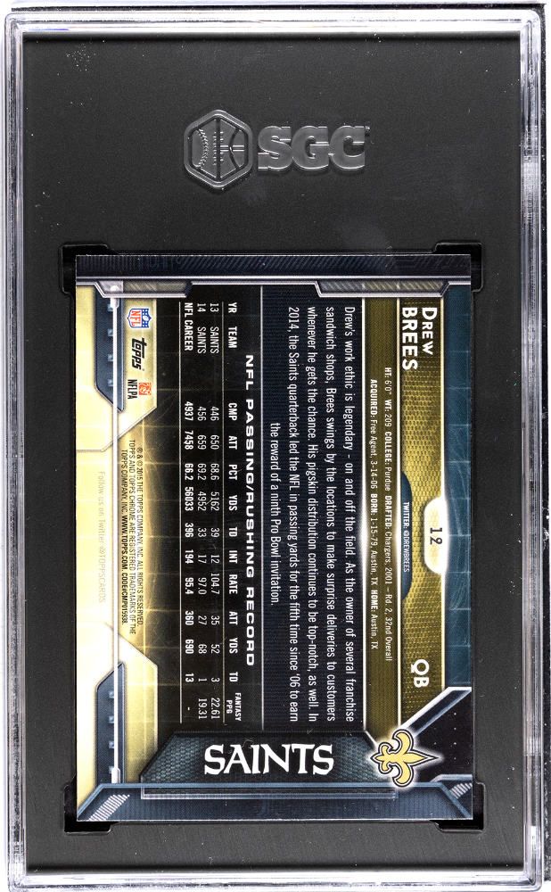 2015 Topps Chrome Drew Brees #12 Green Refractor SGC 9.5