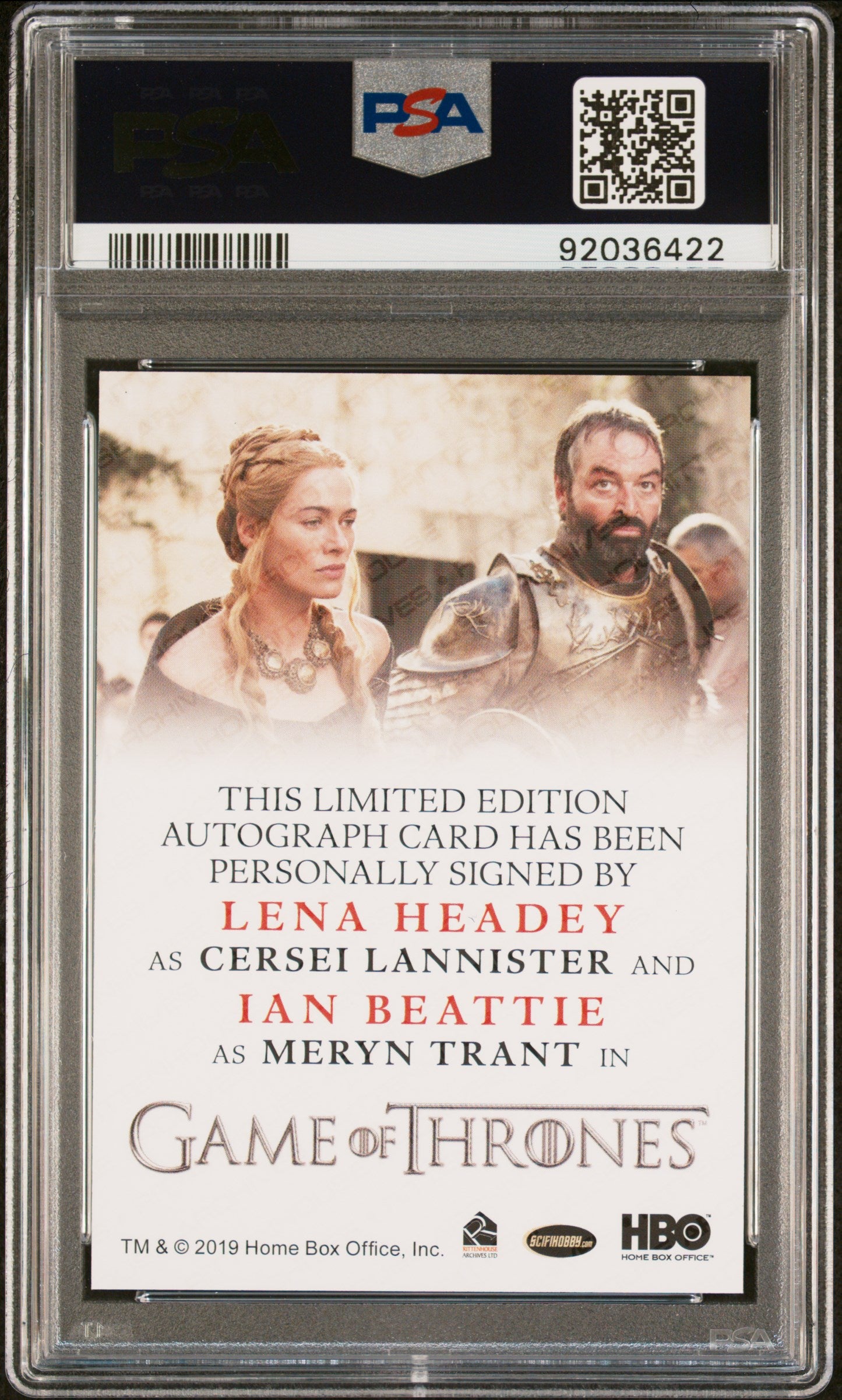 Ian Beattie Lena Headey CERSEI LANNISTER MERYN 2021 Game Of Thrones AUTO PSA 10