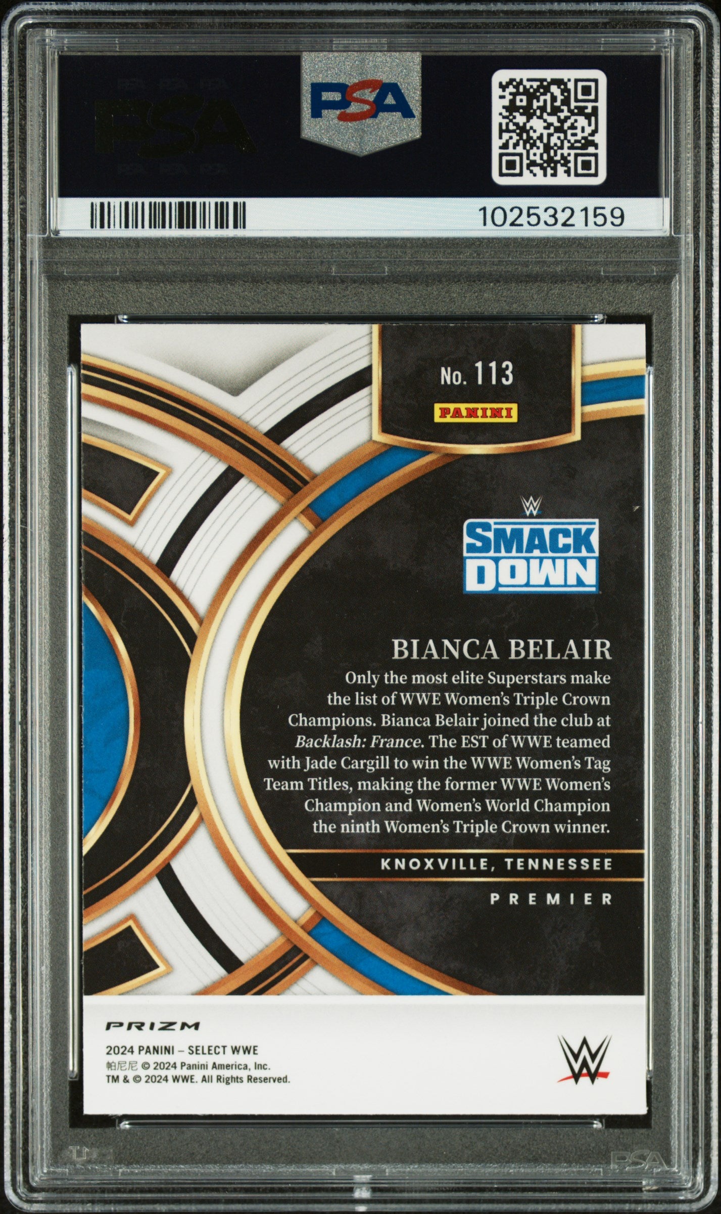 2024 Panini Select WWE Bianca Belair #113 Green Flash PSA 9 POP 1 higher