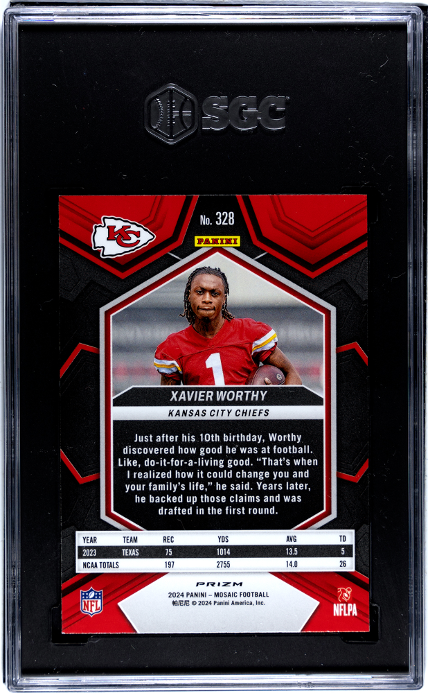 2024 Panini Mosaic Xavier Worthy #328 Green Prizm SGC 9