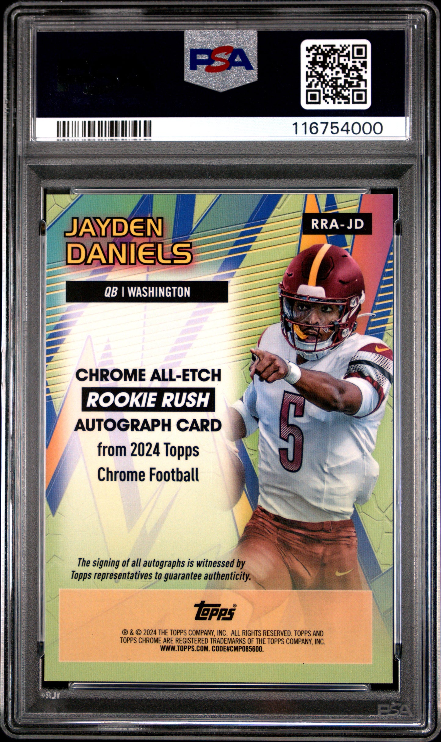 2024 Topps Chrome Chrome All-Etch Rookie Rush AUTO Jayden Daniels #RRAJD PSA 10