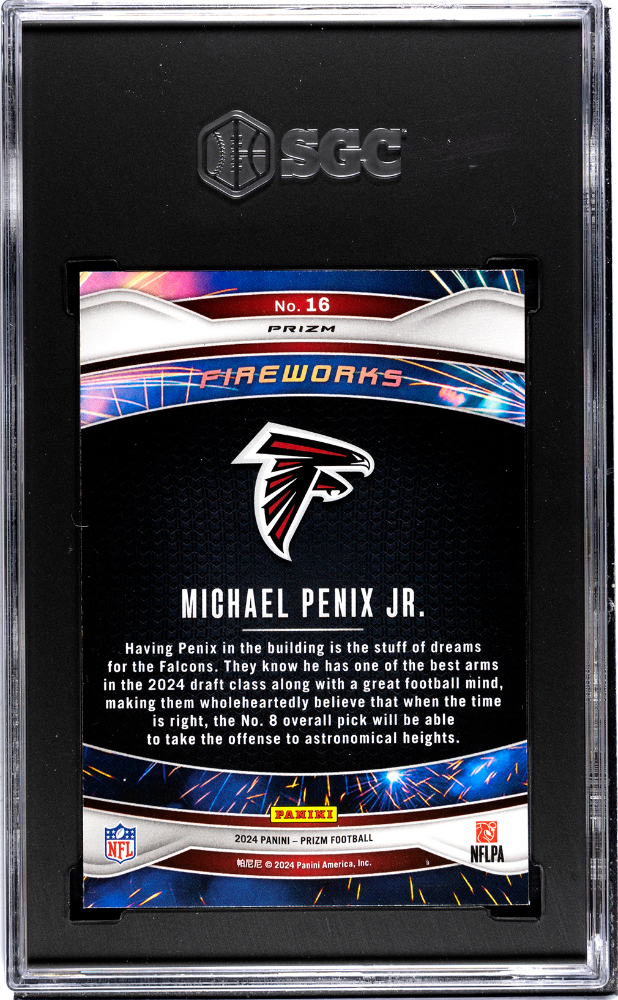 2024 Panini Prizm Michael Penix JR. #16 Fireworks Green Wave SGC 10