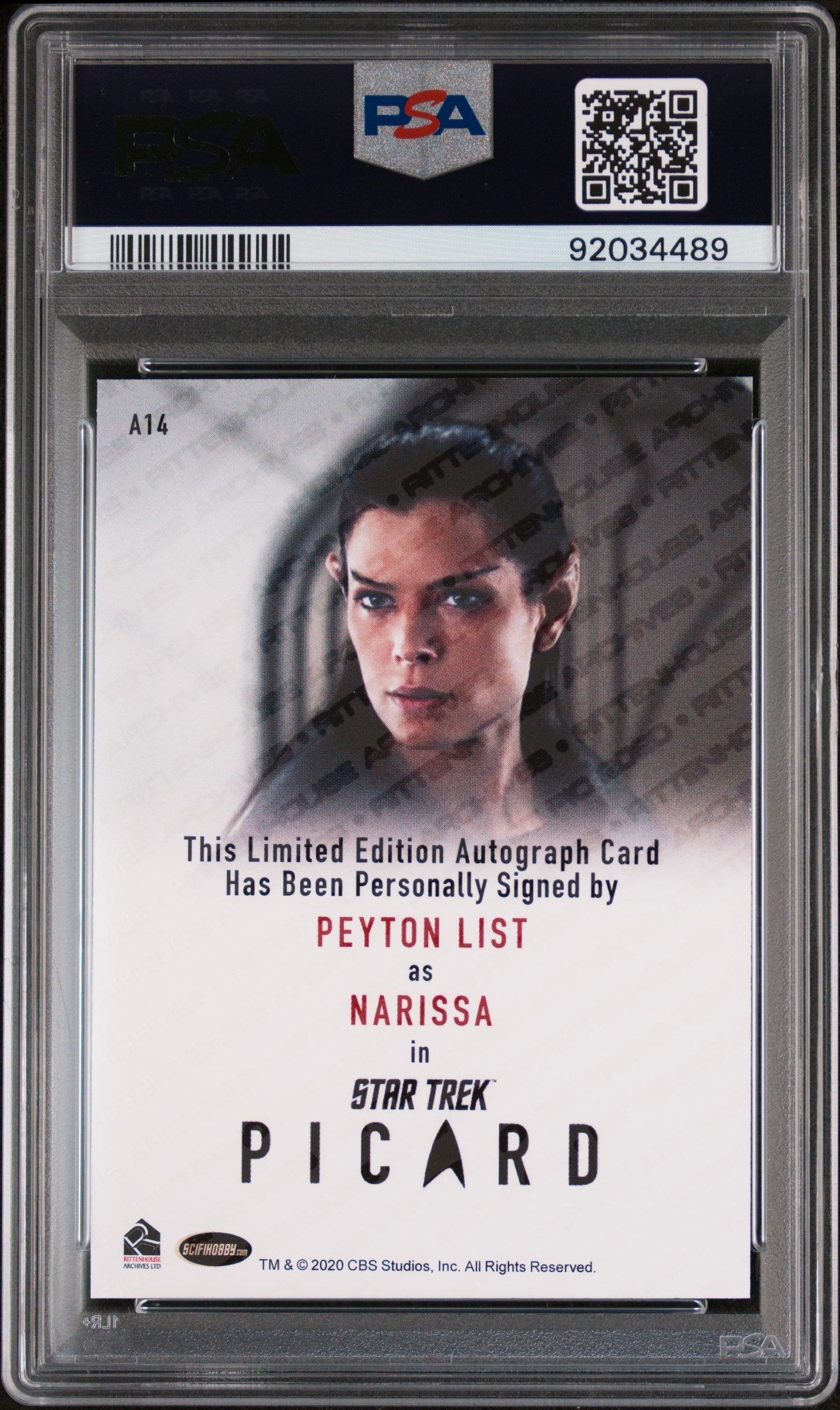 Peyton List 2021 Rittenhouse Star Trek Picard Season 1 AUTO POP 1 PSA 10