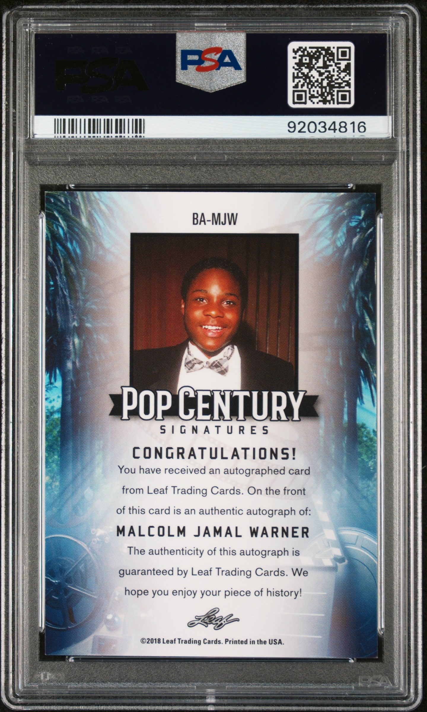 Malcolm Jamal Warner 2018 Leaf Pop Century Metal Signatures AUTO PSA 9