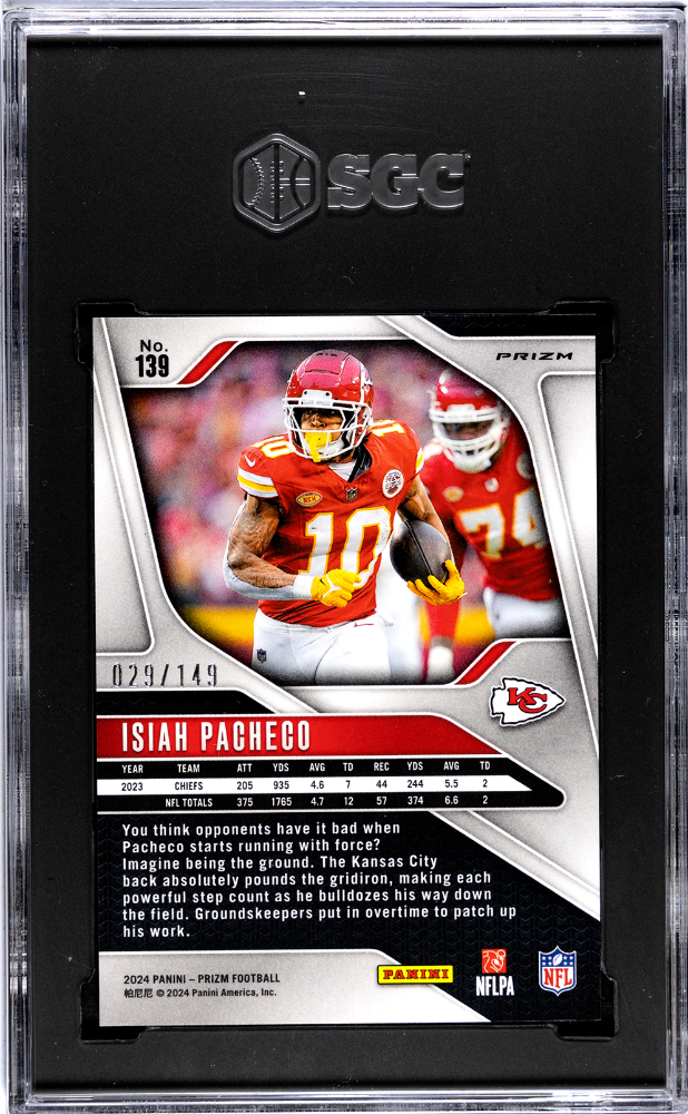 2024 Panini Prizm Isiah Pacheco #139 Red Wave SGC 10 /149 pop 1