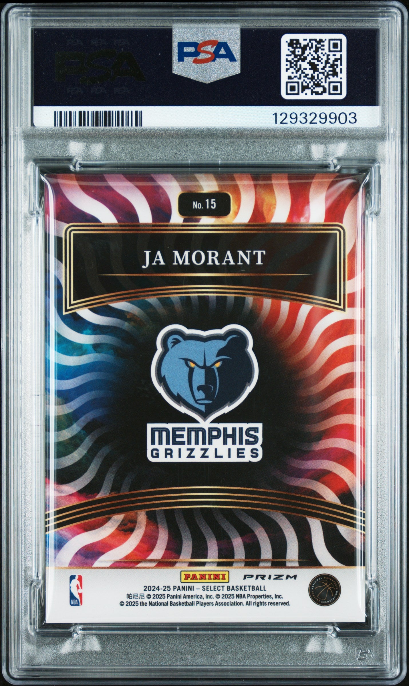 2024-25 Panini Select Color Wheel Ja Morant #15 PSA 9 pop 3