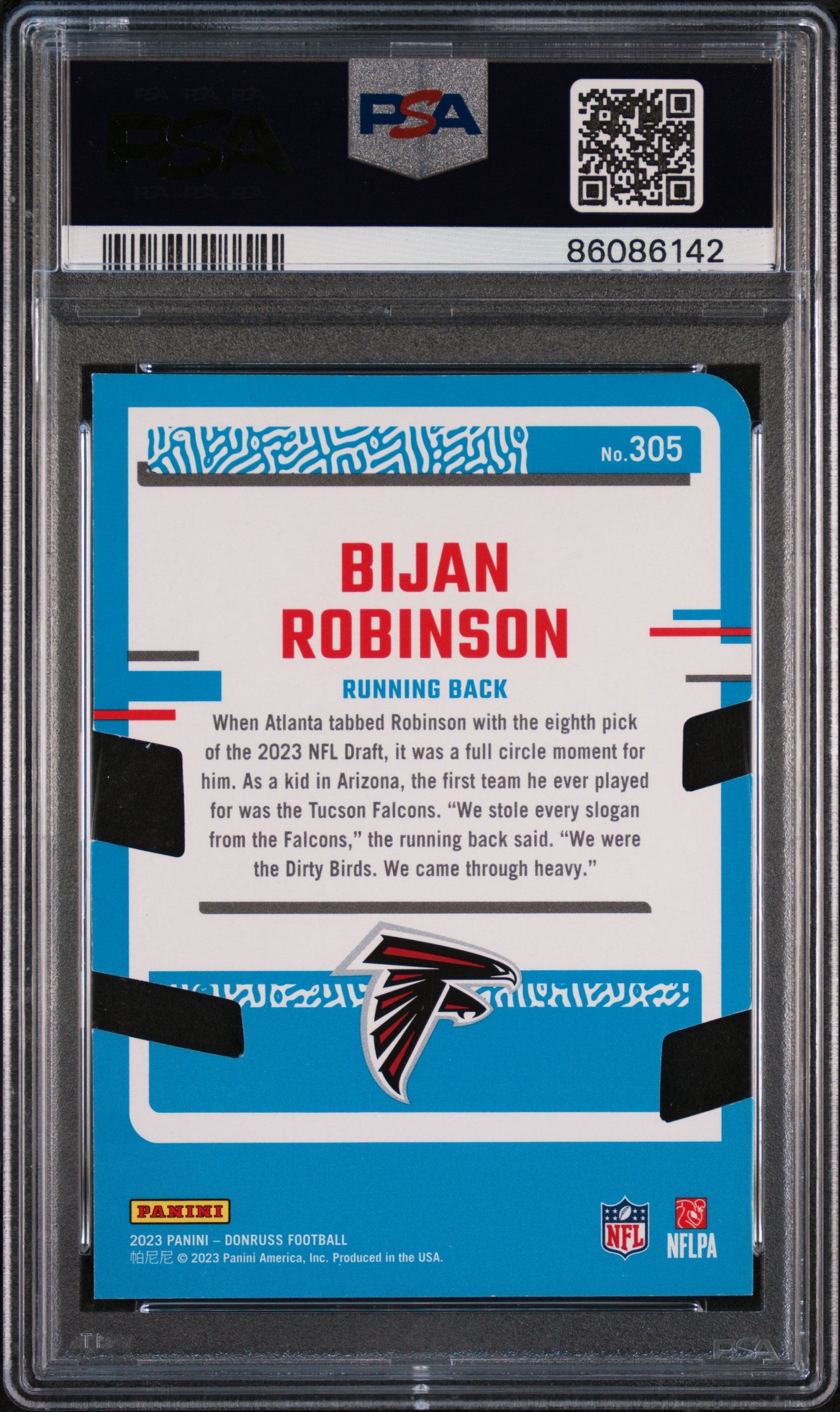 2023 Panini Donruss Bijan Robinson Press Proof Silver Die Cut Rookie #/75 PSA 8