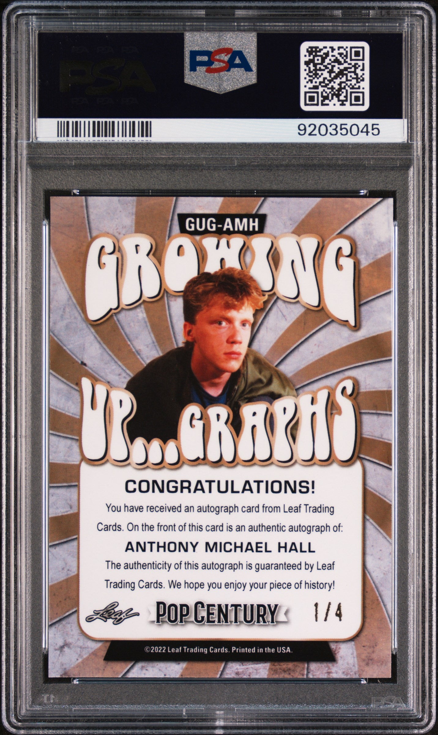 Anthony Michael Hall 2022 Leaf Metal Pop Century AUTO Tiger #1/4 PSA 10