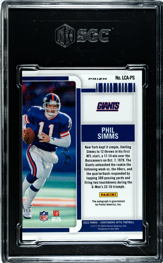 2022 Panini Contenders Optic Phil Simms AUTO Gold Vinyl Prizm #1/1 SGC 9.5