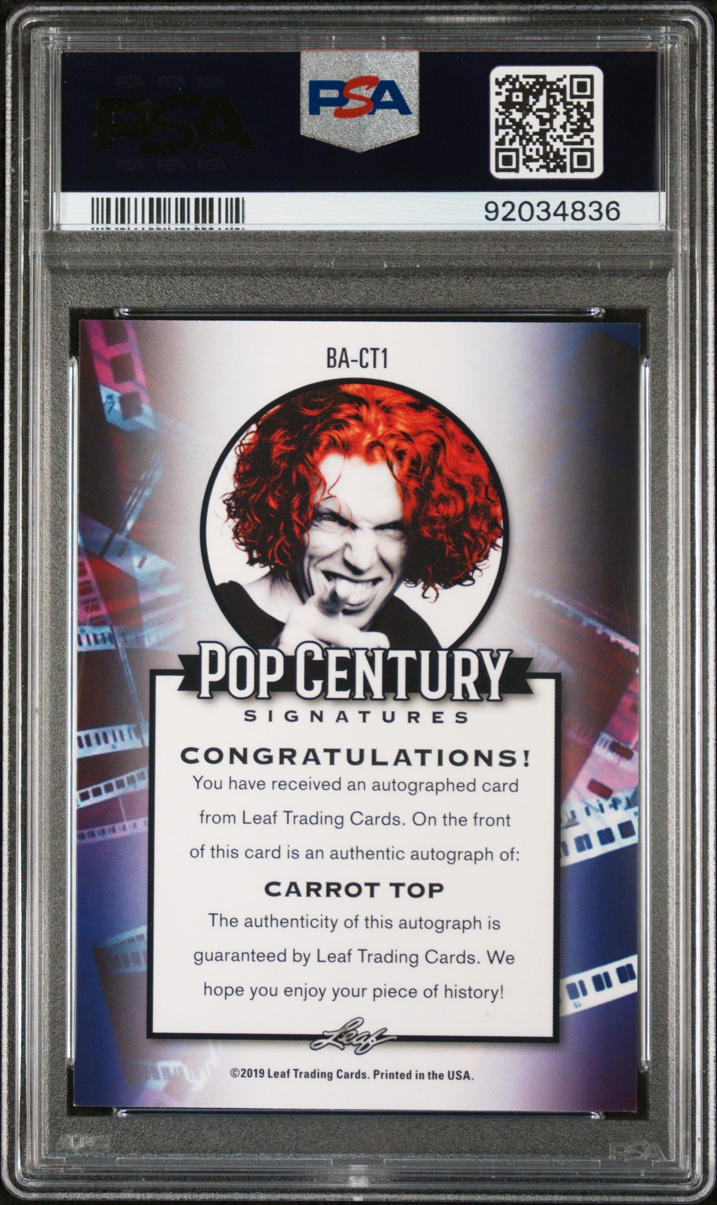 Carrot Top 2019 Leaf Metal Pop Century Autograph AUTO Silver Wave PSA 9