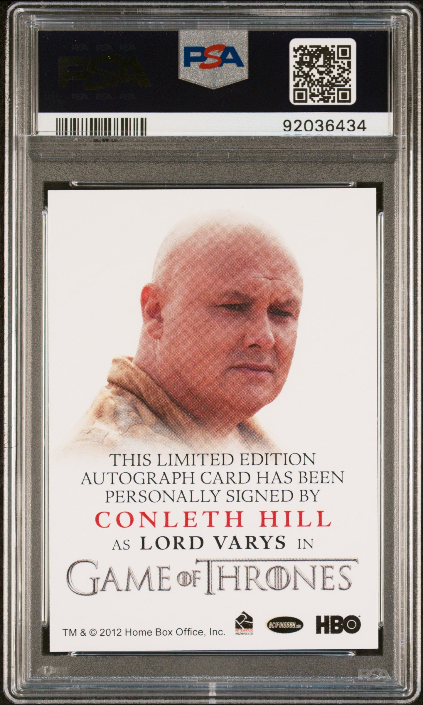 Conleth Hill LORD VARYS 2014 Game Of Thrones Season 3 Full Bleed AUTO PSA 10