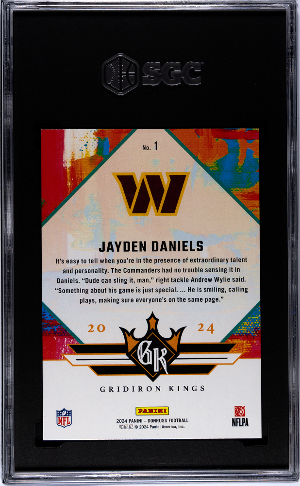 2024 Donruss Jayden Daniels #1 Rookie Gridiron Kings SGC 10