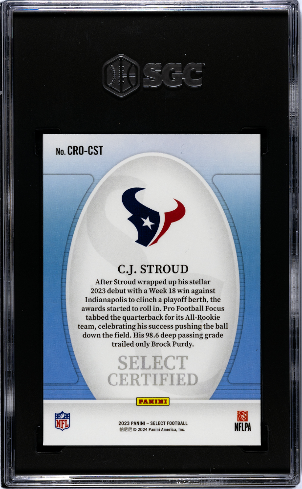 2023 Panini Select CJ Stroud #CRO-CST Certified SGC 9.5